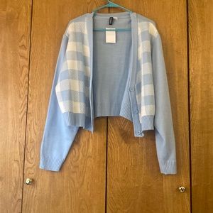 H&M Divide Cropped Gingham Sweater